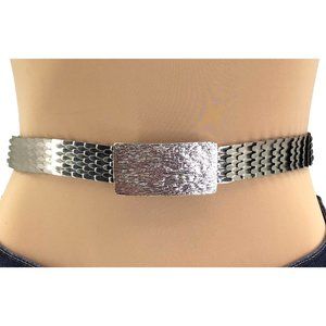 Vintage 70s 80s Stretch Belt Silver Tone